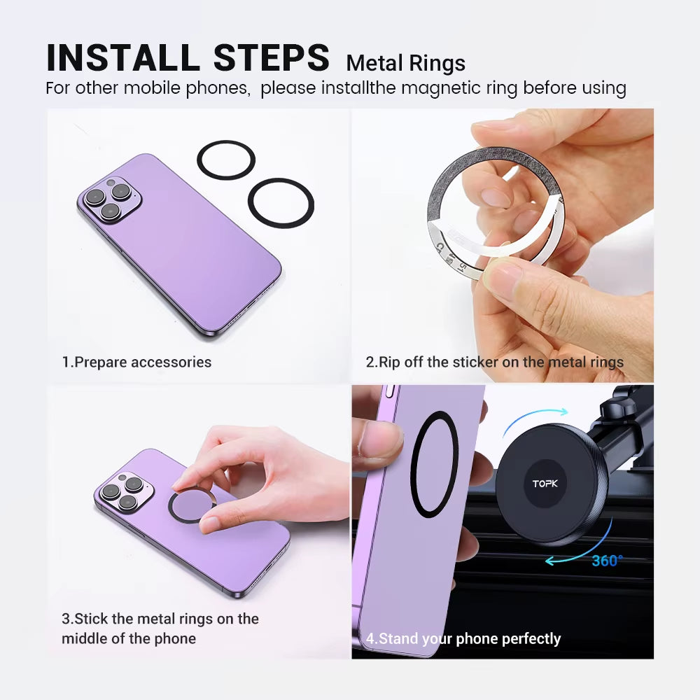 Magnetic MagSafe Car Phone Holder 360 Rotation Air Vent Dashboard Mount