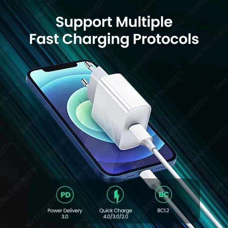 30W USB C PD Fast Charger iPhone Adapter with Type C Cable