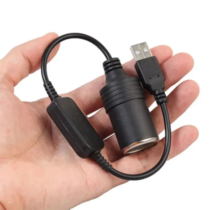 USB to 12V Car Cigarette Lighter Adapter Converter 5V 2A Power Cable