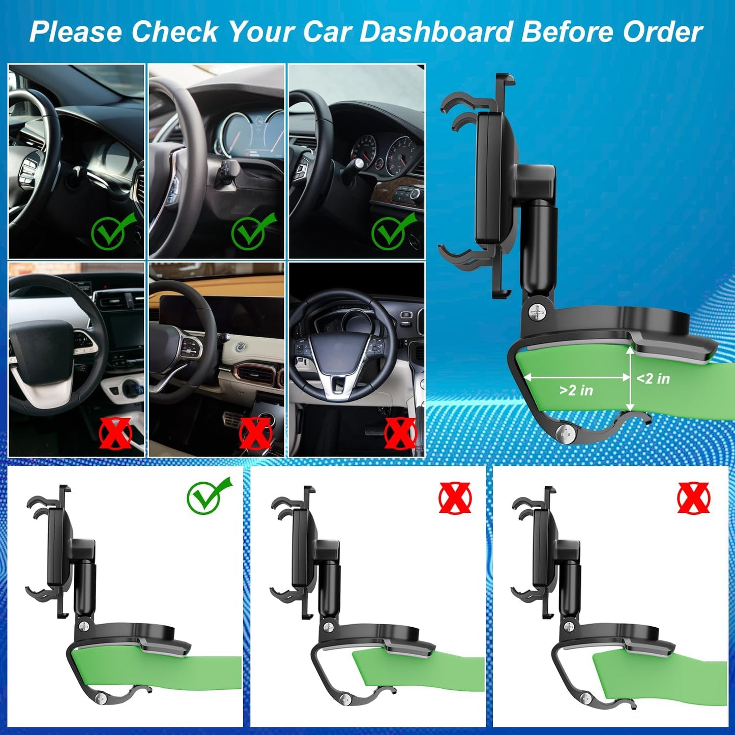 Adjustable Clip-On Dashboard Phone Holder