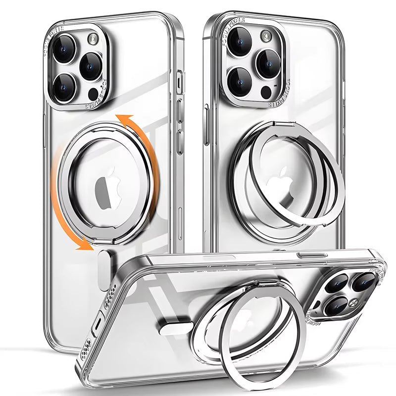 360° Rotation Holder for Magsafe Magnetic Wireless Charging Case for Iphone 15 14 13 12 11 Pro Max plus Phone Transparent Cover