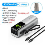 27000mAh Power Bank 200W PD3.1 Fast Charging 140W Laptop Portable Charger