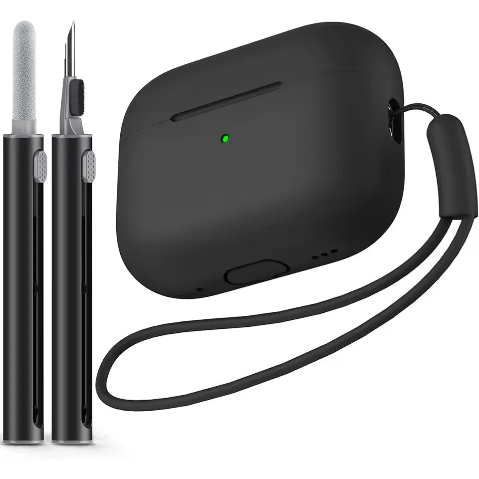 AirPods Pro Case with Cleaner Pen Kit Silicone Protective Cover with Lanyard