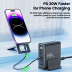 140W GaN Desktop Charger 5 Port USB C Fast Charging Station LED Display