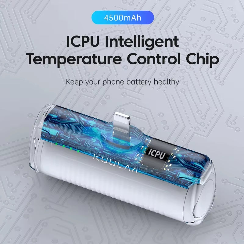 Mini Power Bank 4500mAh Portable Charger Built-in Plug Type-C Lightning