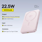 Qi2 Magnetic Power Bank 10000mAh 15W Wireless 22.5W Fast Charging Portable