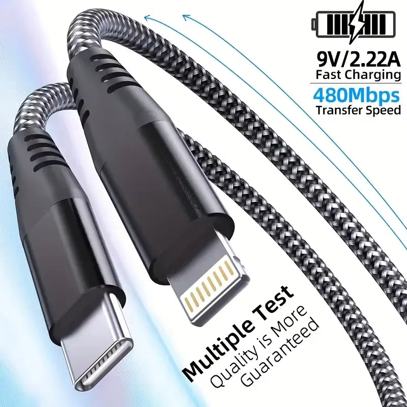 MFi Certified USB C to Lightning Cable Fast Charging Nylon Braided Cord
