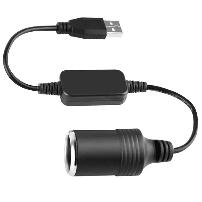 USB to 12V Car Cigarette Lighter Adapter Converter 5V 2A Power Cable