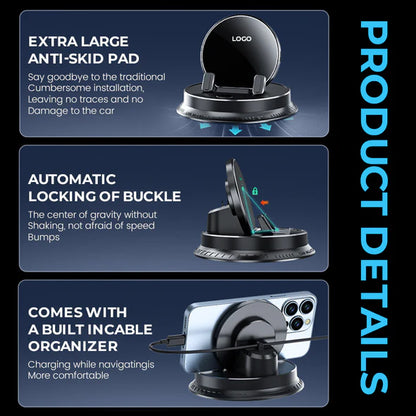 Compact 360° Adjustable Magnetic In-Car Phone Mount for Dashboard & Windshield