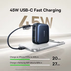 10000mAh Power Bank 45W Fast Charging Mini Built-in USB-C Cable Portable
