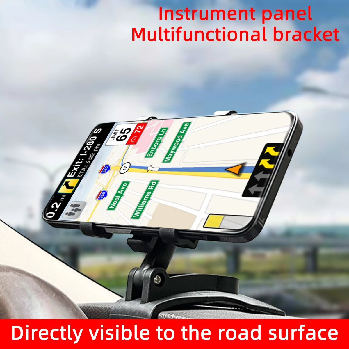 Car Dashboard Phone Holder 360 Rotation Sunshade Mount Adjustable Stand
