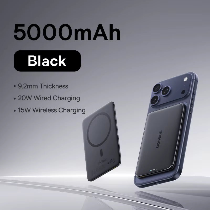 5000mAh Magnetic Power Bank Ultra Slim 15W Wireless 20W Fast Charging