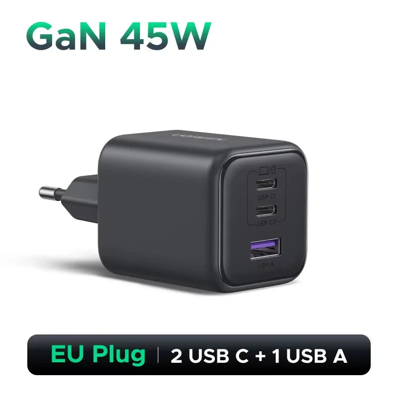 45W GaN USB C Fast Charger PD3.0 PPS EU Plug Power Adapter
