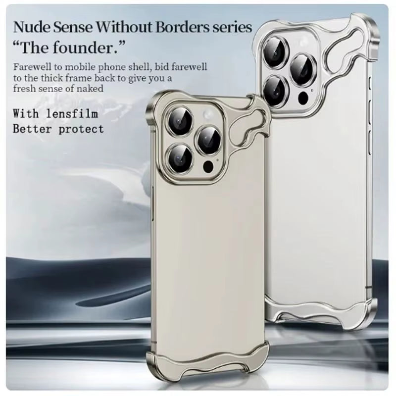 Luxury Alien Titanium Alloy Bumper Phone Case for  15 13 12 14 Pro Max 15Plus Metal Lens Film Protection Corner Pads Cover