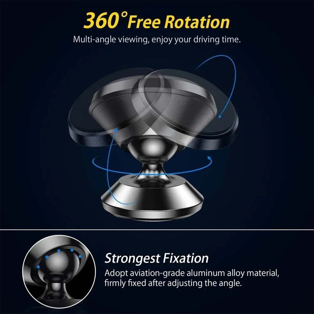 360 Magnetic Car Phone Holder Dashboard Mount Adjustable Mini Stand