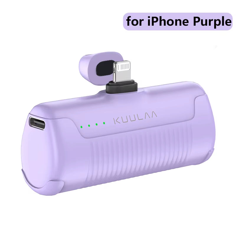 Mini Power Bank 4500mAh Portable Charger Built-in Plug Type-C Lightning