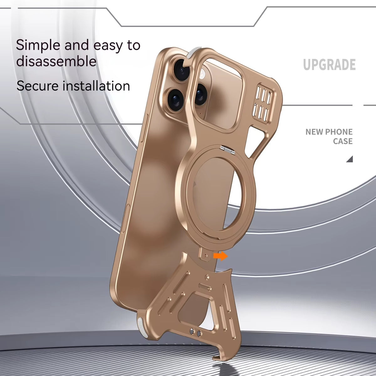 Magnetic 360 ° Metal Bracket Aluminum Alloy Frameless Phone Cases,For Iphone 15 16 Pro Max Magsafe Wireless Charging Metal Case