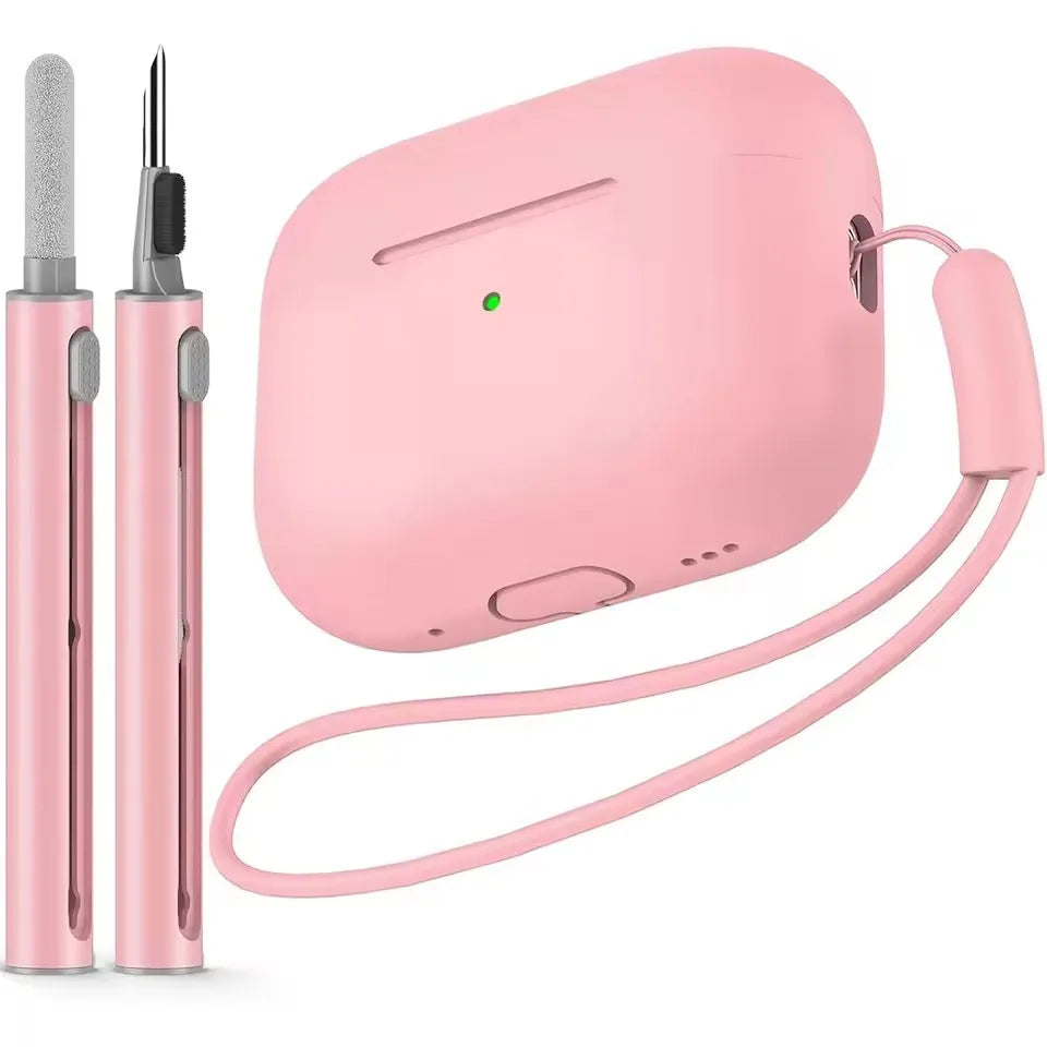 AirPods Pro Case with Cleaner Pen Kit Silicone Protective Cover with Lanyard