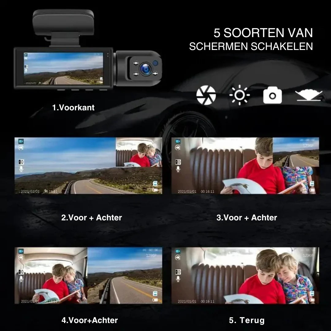 Dual View 1080P Dash Cam – Front & Inside Recording with Night Vision