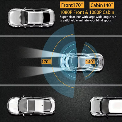 Dual View 1080P Dash Cam – Front & Inside Recording with Night Vision