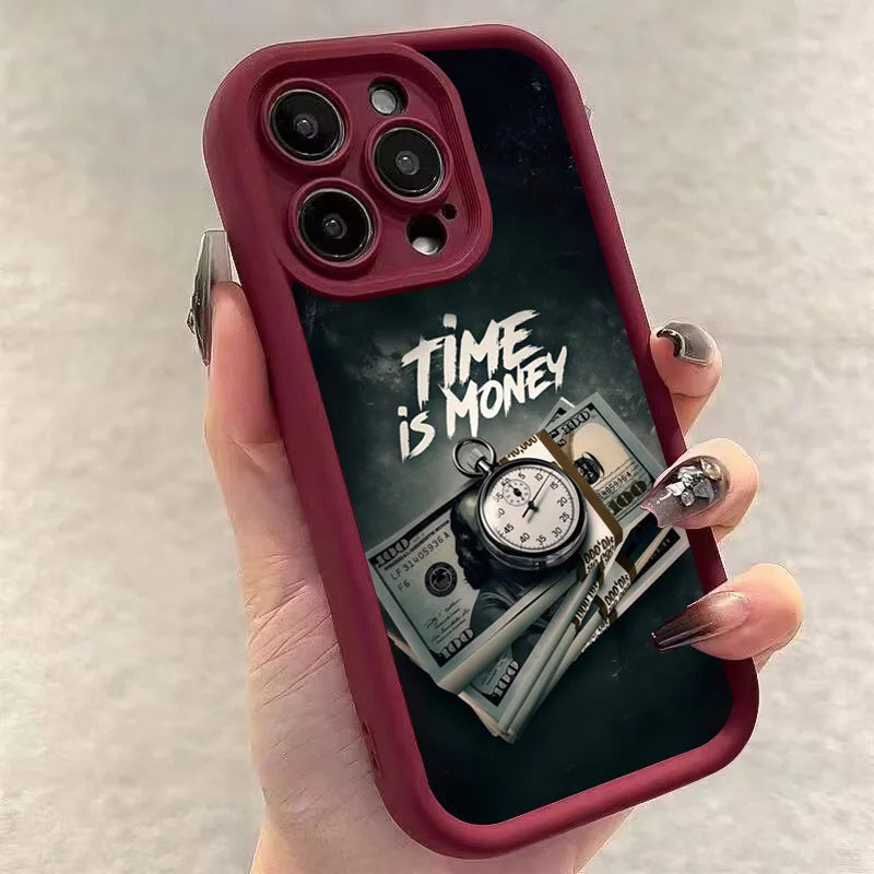Time Is Money Printed iPhone Case Soft TPU Shockproof Motivational Cover