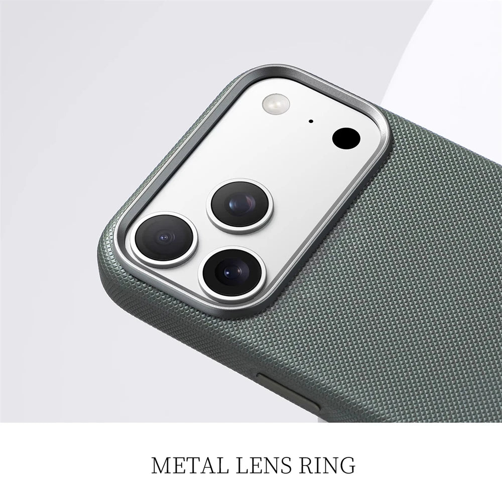 Luxury Diamond Texture MagSafe Leather iPhone Case Alloy Lens Protective Cover Secondary image