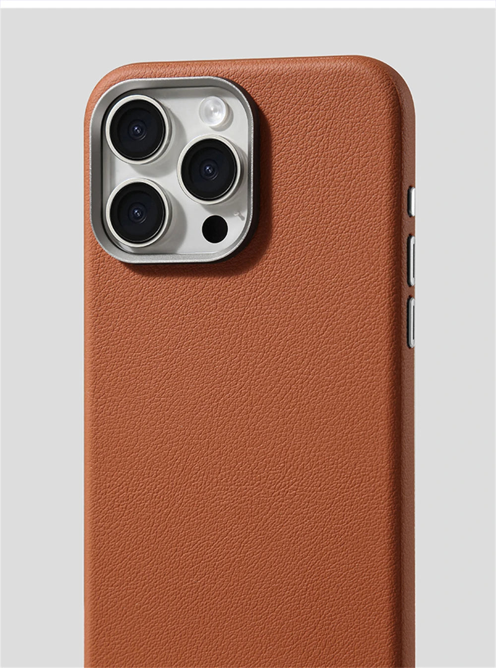 Luxury Business PU Leather Magnetic iPhone Case Metal Camera MagSafe Cover