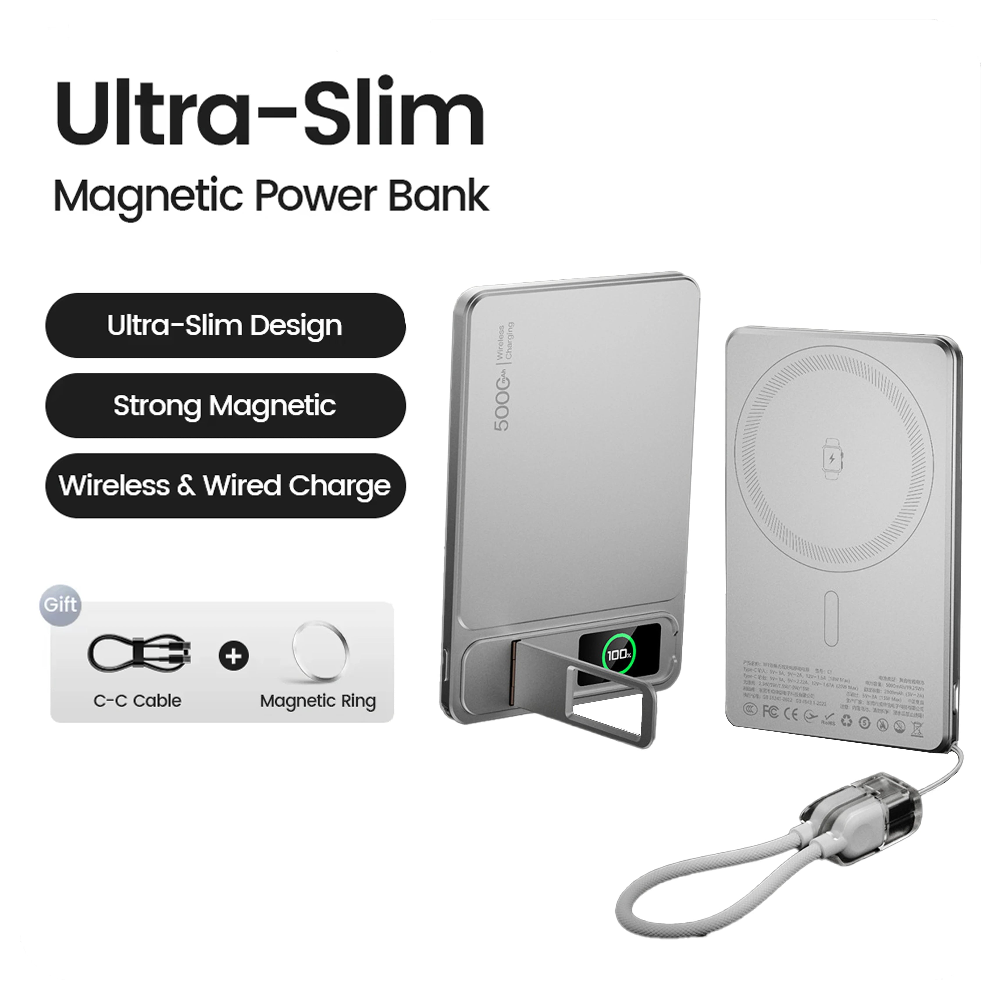 Magnetic Wireless Power Bank 10000mAh 20W Fast Charging Slim MagSafe Portable Main image