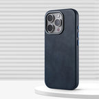 Luxury Retro Leather MagSafe iPhone Case Business Magnetic Alloy Lens Cover