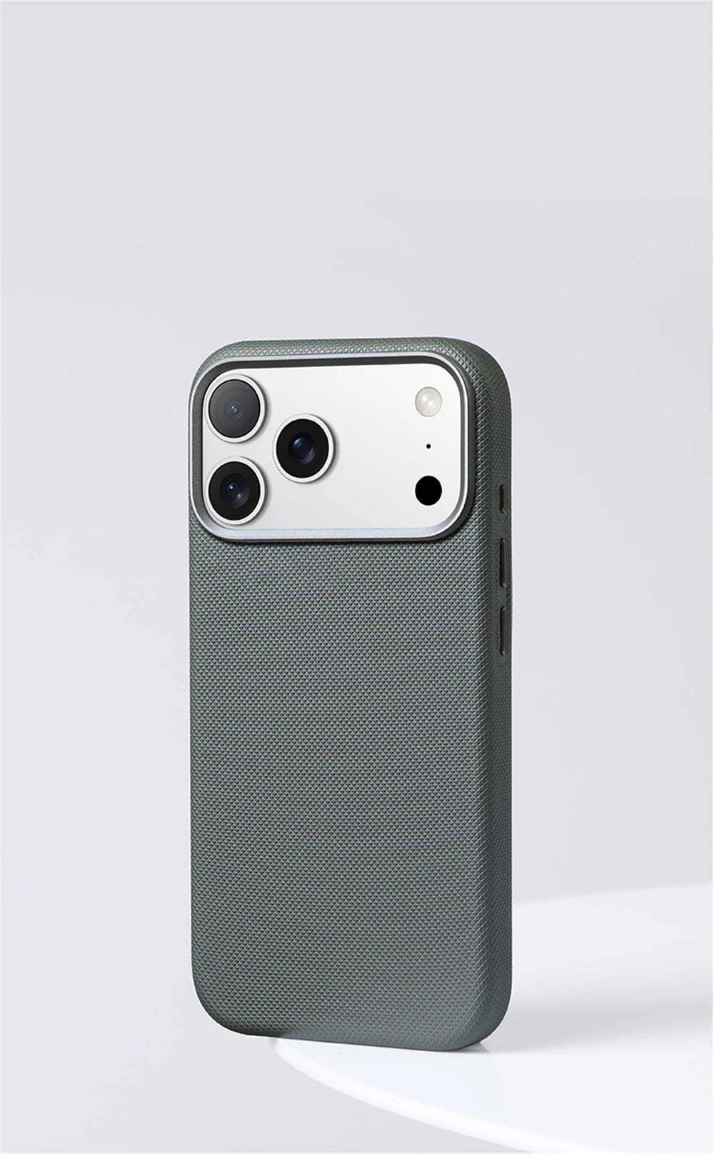 Luxury Diamond Texture MagSafe Leather iPhone Case Alloy Lens Protective Cover