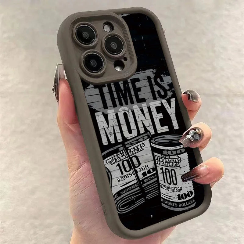Time Is Money Printed iPhone Case Soft TPU Shockproof Motivational Cover