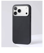 Luxury Diamond Texture MagSafe Leather iPhone Case Alloy Lens Protective Cover