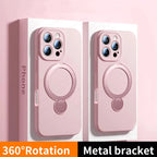 Magnetic Ring Stand iPhone Case 360° Rotating MagSafe Silicone Cover