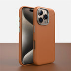 Luxury Business PU Leather Magnetic iPhone Case Metal Camera MagSafe Cover