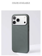 Luxury Diamond Texture MagSafe Leather iPhone Case Alloy Lens Protective Cover