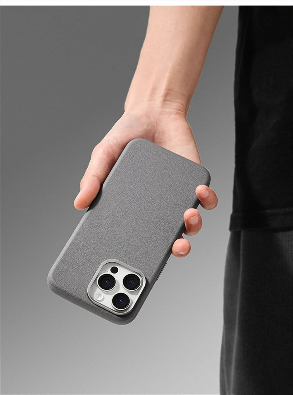 Luxury Business PU Leather Magnetic iPhone Case Metal Camera MagSafe Cover