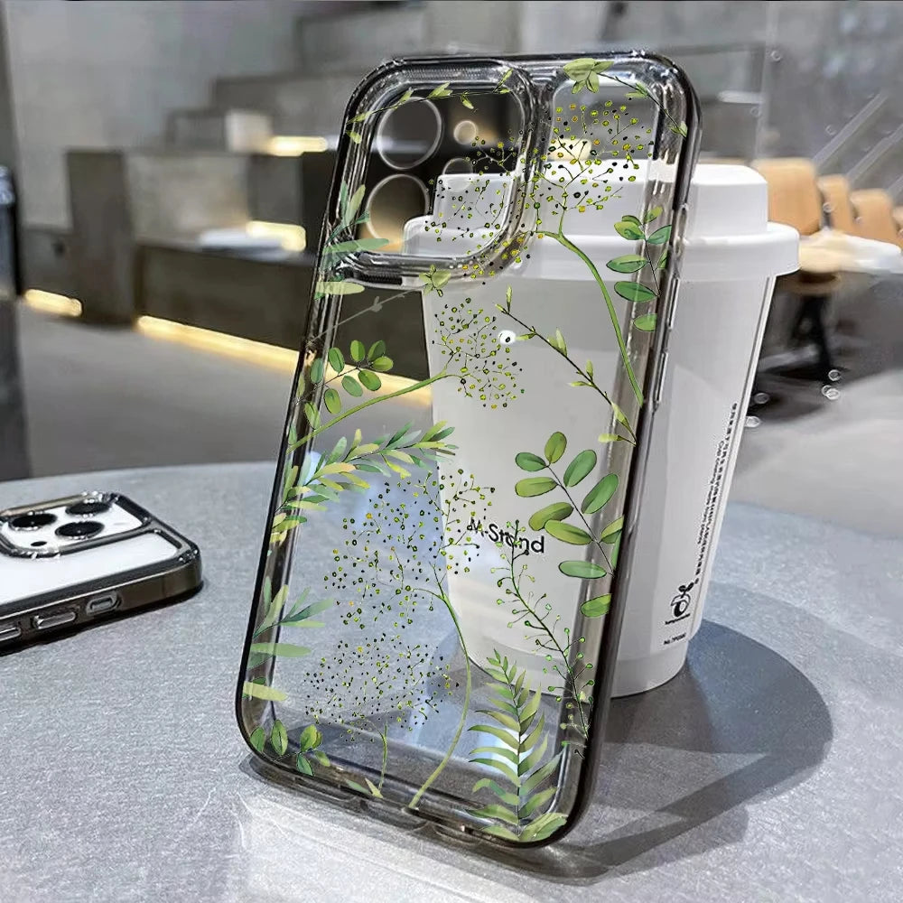 Flower Transparent iPhone Case Shockproof Silicone Soft Protective Cover
