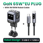 UGREEN 65W GaN Charger Robot Design PD Fast Charger USB-C Multi Port Adapter