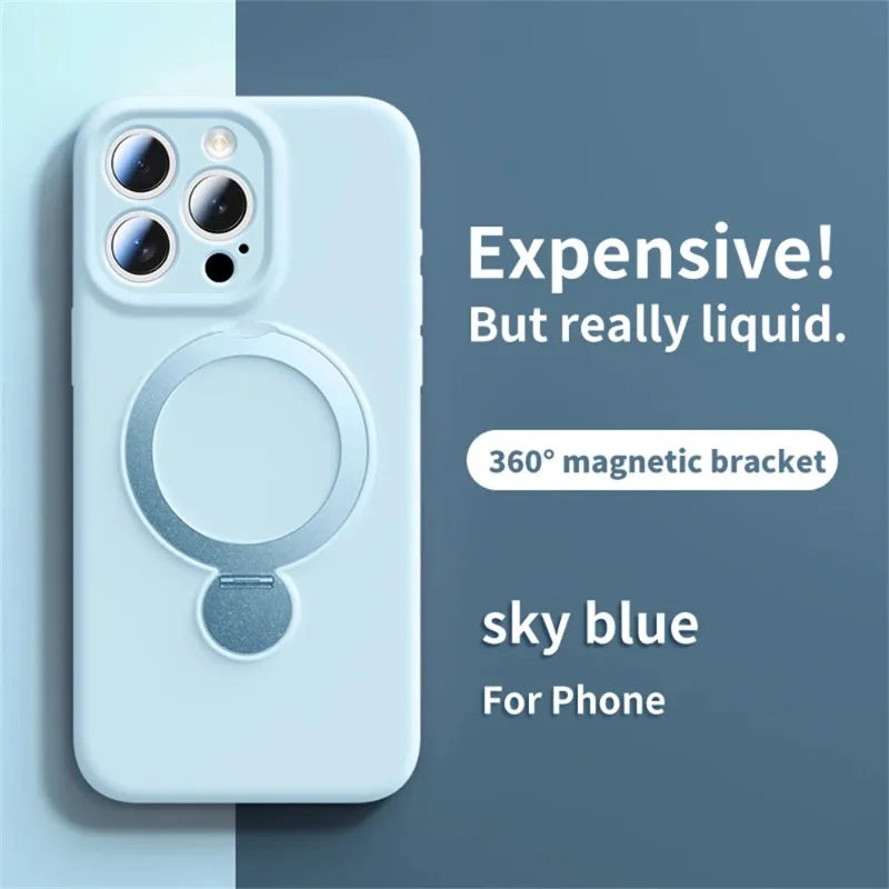 Magnetic Ring Stand iPhone Case 360° Rotating MagSafe Silicone Cover
