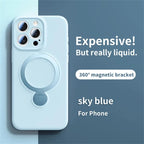 Magnetic Ring Stand iPhone Case 360° Rotating MagSafe Silicone Cover