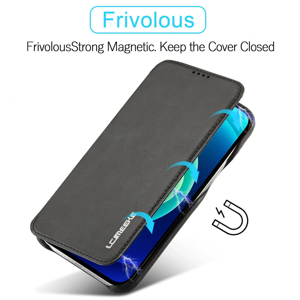 Leather Flip Wallet iPhone Case Card Holder Magnetic Book Cover