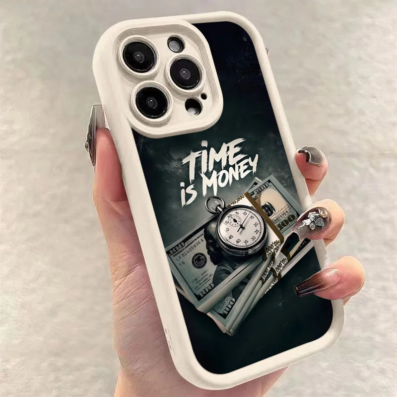 Time Is Money Printed iPhone Case Soft TPU Shockproof Motivational Cover