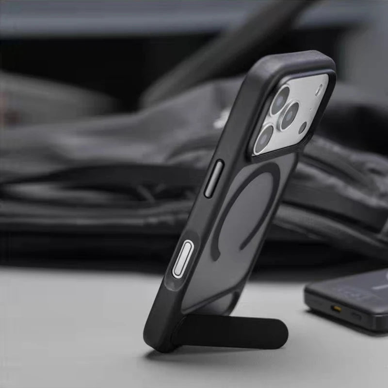 MagSafe Invisible Stand iPhone Case Matte Magnetic Kickstand Protective Cover