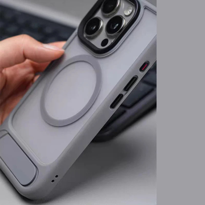 MagSafe Invisible Stand iPhone Case Matte Magnetic Kickstand Protective Cover