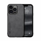 Luxury Leather iPhone Case with Metal Plate Magnetic Car Mount Support Cover