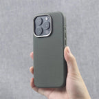 Luxury PU Leather Magnetic iPhone Case Alloy Lens Frame MagSafe Cover