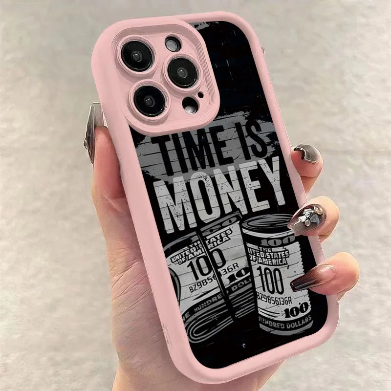 Time Is Money Printed iPhone Case Soft TPU Shockproof Motivational Cover