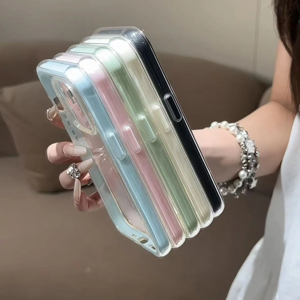 Candy Color Frame Clear Back iPhone Case Shockproof Acrylic Bumper Cover