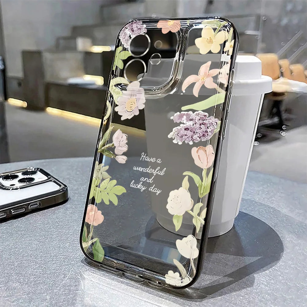 Flower Transparent iPhone Case Shockproof Silicone Soft Protective Cover