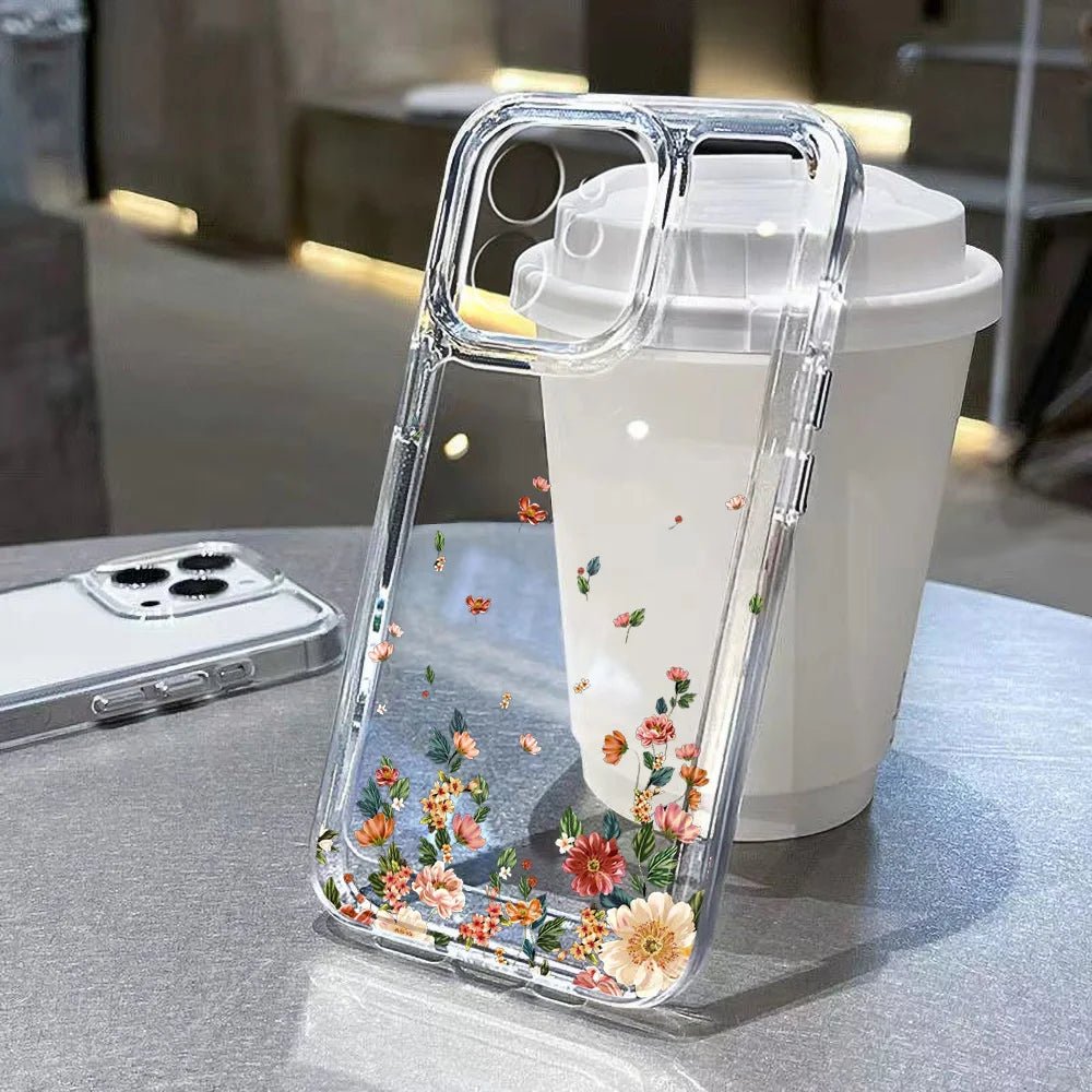 Flower Transparent iPhone Case Shockproof Silicone Soft Protective Cover Secondary image